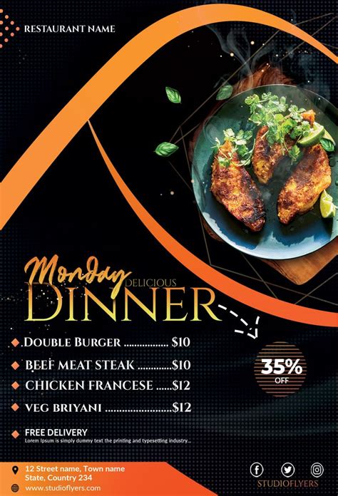 Dinner Menu Free PSD Flyer Template StudioFlyers Free Psd Flyer