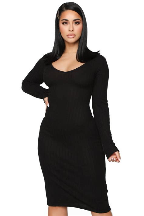 For The Thrill Of It Midi Dress Black Fashion Nova Dresses