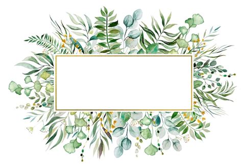 Premium Photo Watercolor Botanical Green Leaves Frame Illustration