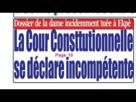 La Cour Constitutionnelle se déclare incompétente dans le dossier de la