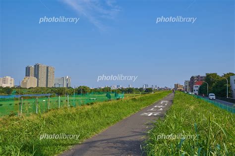 神奈川県川崎市中原区下沼部の多摩川河川敷から大田区下丸子4丁目方面 写真素材 6529220 フォトライブラリー Photolibrary