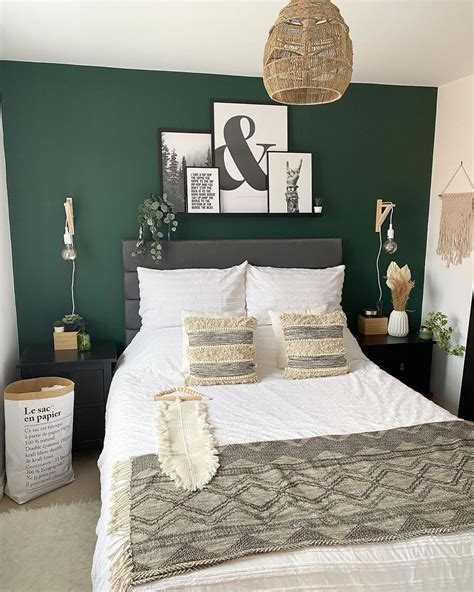 Scandinavian Bedroom With Green Wall Green Bedroom Walls Green And