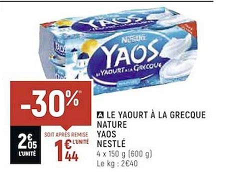 Promo Le Yaourt La Grecque Nature Yaos Nestl Chez Vival Icatalogue Fr