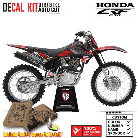 Decal Sticker Kit Supermoto Dirtbike CRF 230 Merah Hitam Graphic Kit