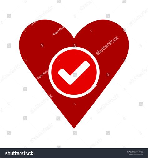 Red Heart Check Mark Icon Vector Stock Vector Royalty Free 2027129900