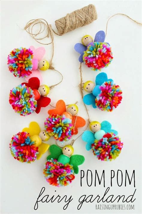 Pompom Fairy Garland Its Fun DIY Fee Knutselen Pom Pom Ambachten