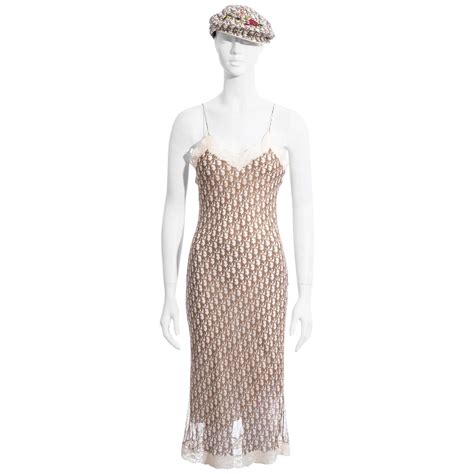 Christian Dior By John Galliano Cream Monogram Dress And Hat Set Ss 2005 At 1stdibs Dior