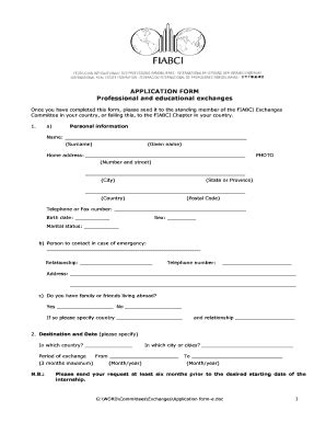 Fillable Online APPLICATION FORM Professional And Educational