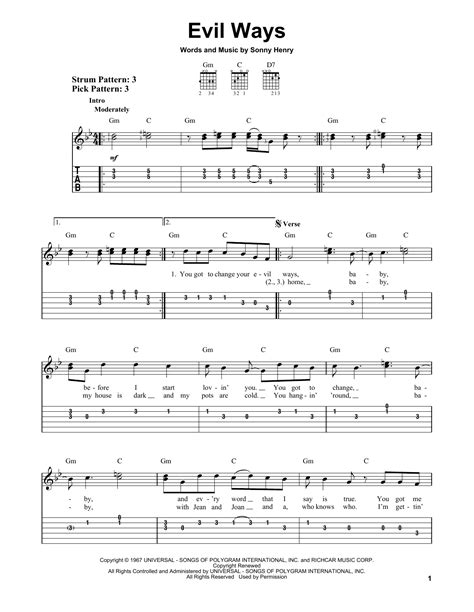 Evil Ways by Santana - Easy Guitar Tab - Guitar Instructor