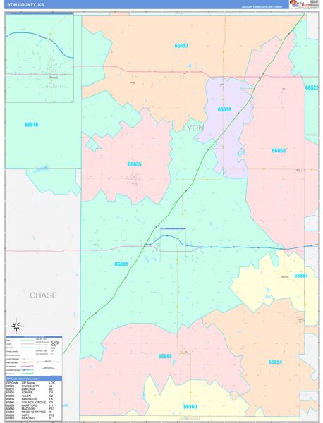 Lyon County, KS Wall Map Color Cast Style by MarketMAPS - MapSales