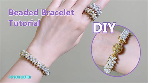 Diy Beaded Pearl Bracelet Right Angle Weave Stitch Jewelry Making Tutorial Youtube