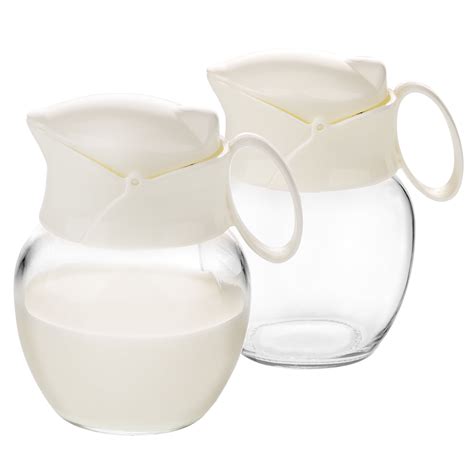 Crystalia Creamer Pitcher With Handle And Lid Small Glass Body And Bpa Free Plastic Lid Mullti