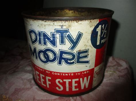 Old Vintage 1950s Dinty Moore Beef Stew Hormel Graphic Tin Can Austin