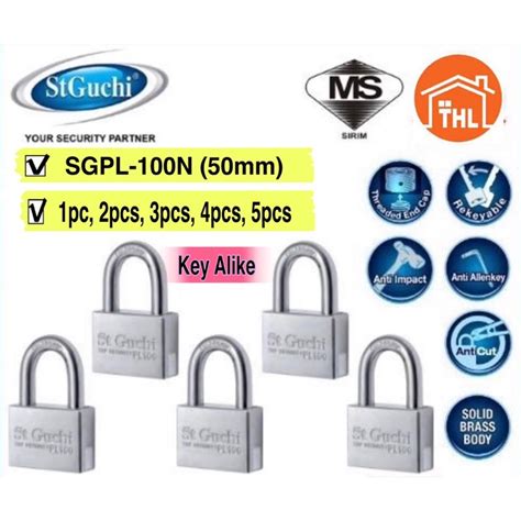 St Guchi SGPL 100N Anti Cut 50mm Padlock 5pcs Set Shopee Malaysia