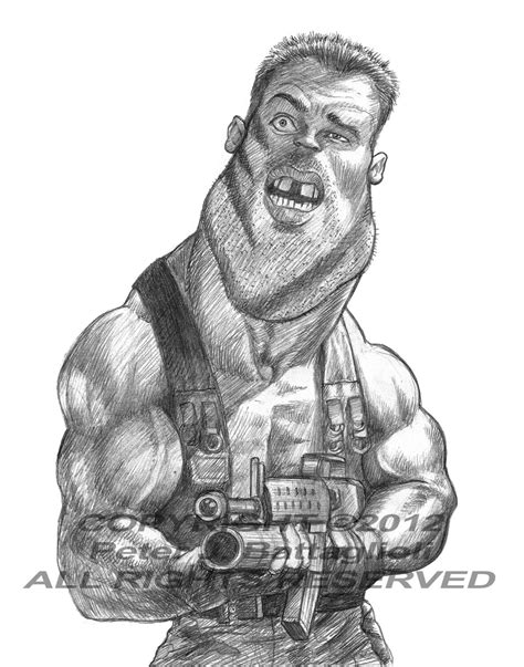 Arnold Schwarzenegger Depredador Cartel Cartoon Caricatura