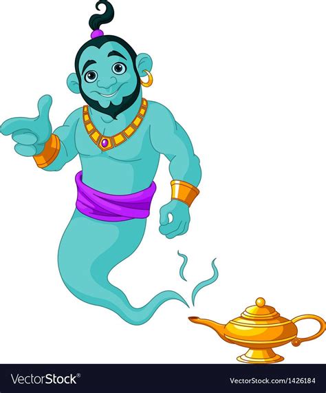 Genie Granting The Wish Vector Image On Vectorstock Beard Cartoon