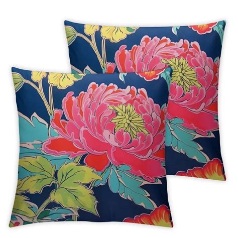 Ruiyu Chinoiserie Coral Peony Floral Pillow Covers Peony Flower