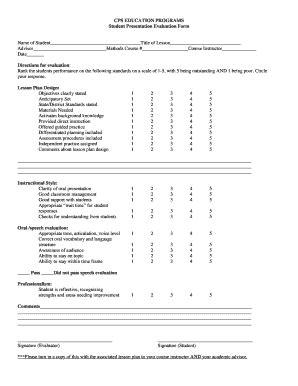 A Presentation Rating Form Example