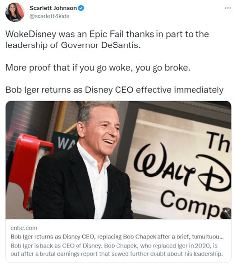 Bob Iger Back In Charge Of Disney After Fall Goy Bob Chapek