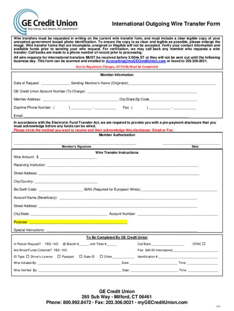 Fillable Online Outgoing Wire Transfer Authorization Form Fax Email