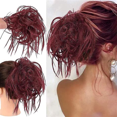 Pedaço de cabelo de coque bagunçado extensões de elástico de