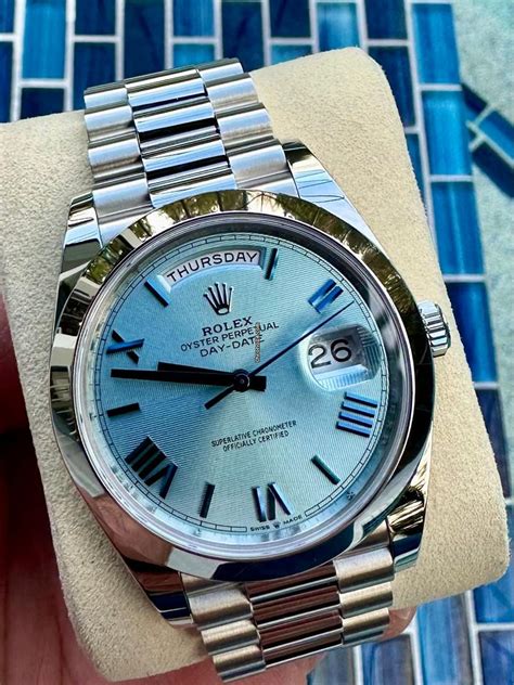 Rolex Day Date President Ice Blue Quadrant Motif Blue Roman For 69 995