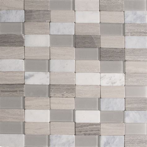 Interceramic Thin Mosaic Stacked Tile And Stone Colors