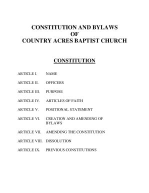 Fillable Online CONSTITUTION AND BYLAWS OF COUNTRY ACRES Fax Email