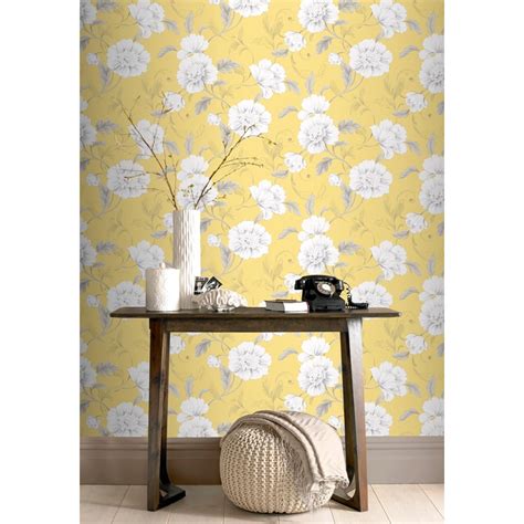 Rasch Boutique Flower Pattern Wallpaper Leaf Botanical Metallic 226164