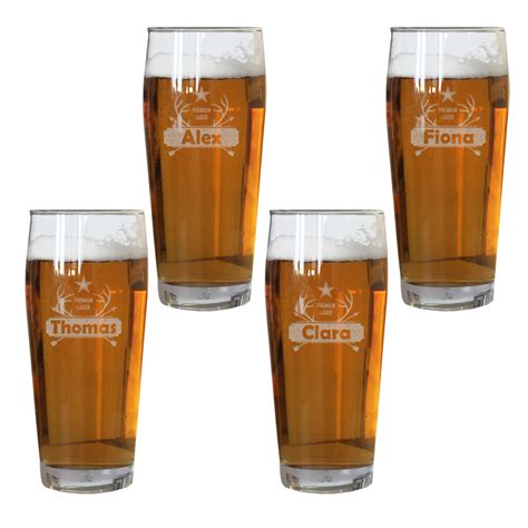 Set De Quatre Verres à Bière Prénom Personnalisés