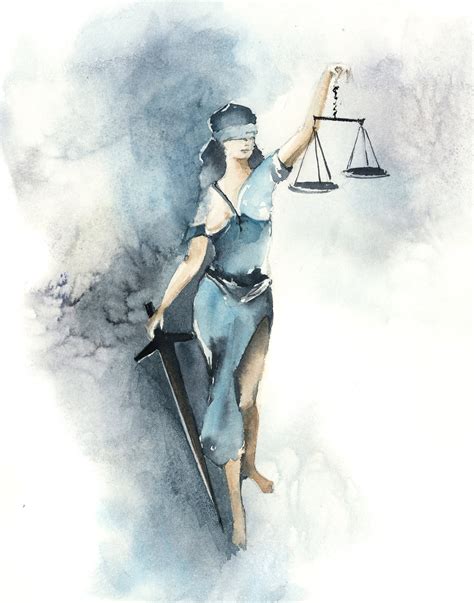 Lady Justice Lawyers Office Wall Art Print Watercolor - Etsy Israel