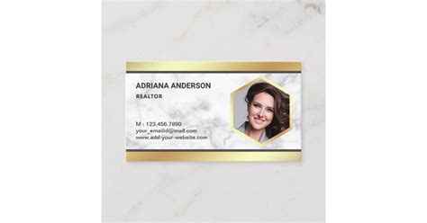 White Marble Gold Foil Real Estate Photo Realtor Business Card | Zazzle