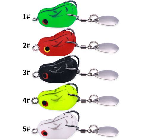 5pcs Frog Topwater Soft Fishing Frogs Lure Bait Bass Crankbait Spoon