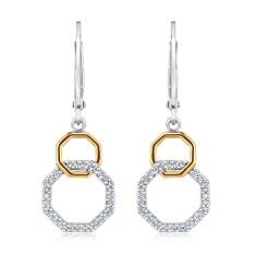 1 5ctw Diamond Two Tone Interlocking Octagon Earrings REEDS Jewelers