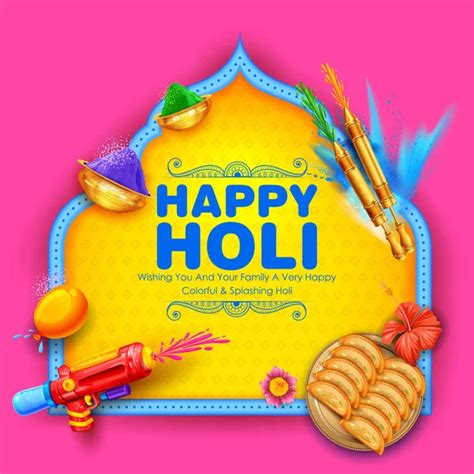 Colorful Happy Holi Background Card Design For Color Festival Of India