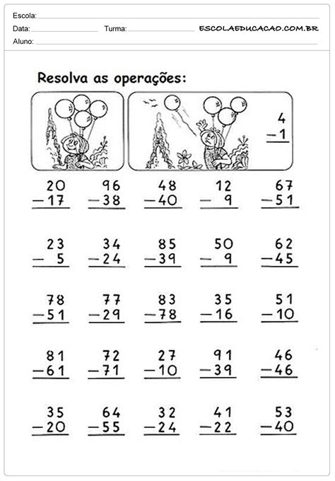 Atividade Subtração 3 Ano - Atividade Subtração 3 Ano - NAZAEDU