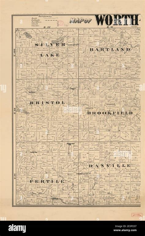 Map of Worth (County, Iowa Stock Photo - Alamy