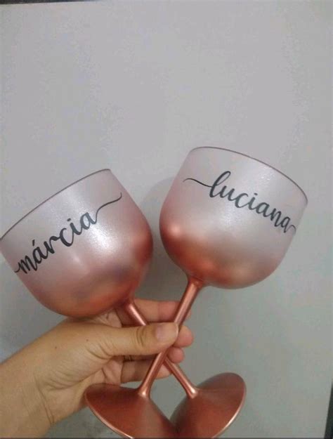 Taça Gin Degradê Personalizada Rose Gold Elo7