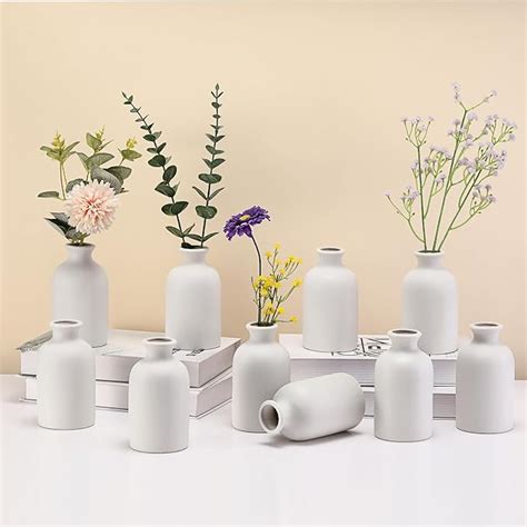 Amazon Roshtia Set Of 10 White Vases Home Decor White Ceramic