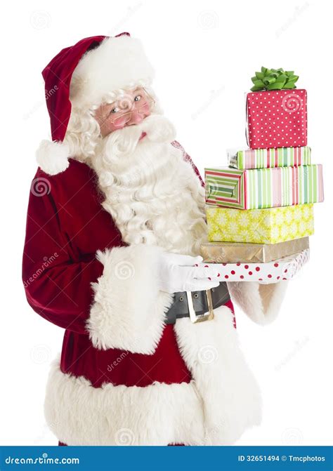 Santa Claus Holding Stack Of T Boxes Stock Photo Image Of People