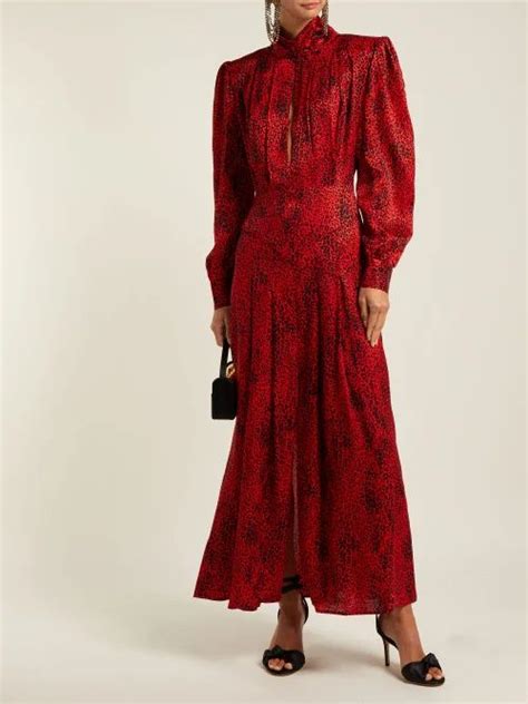 Alessandra Rich Leopard Jacquard Silk Dress Red Multi 80 Off Sale