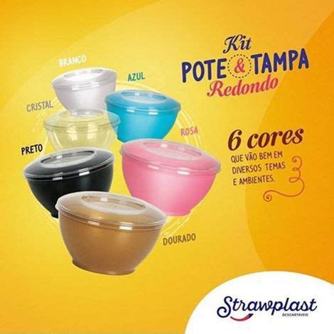 Kit Pote Tampa Redondo Ml Mista Cx X Strawplast Embalagem Carioca