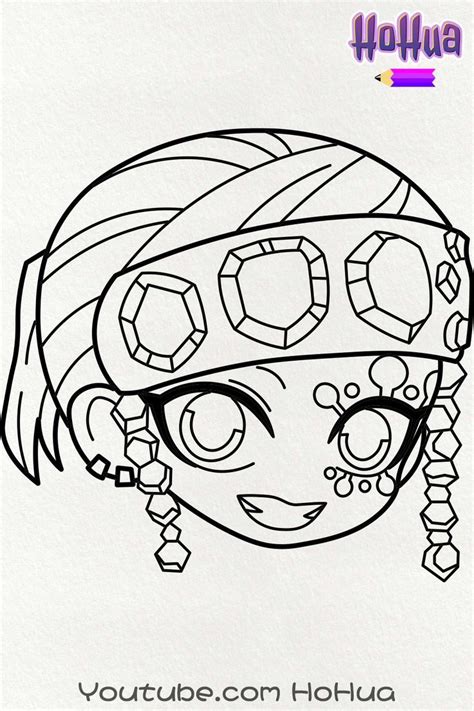 Chibi Gyomei Himejima From Demon Slayer Line Art Coloring Page By Hohua