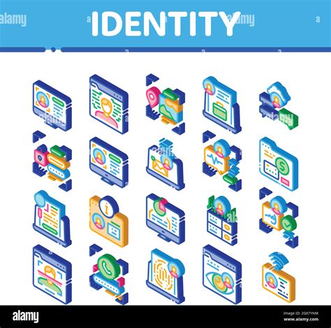 Digital Identity User Isometric Icons Set Vector Stock Vector Image