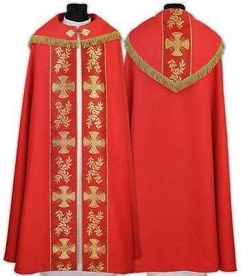 Red Gothic Cope With Stole Maltese Crosses K006 Cf Vestment Capa