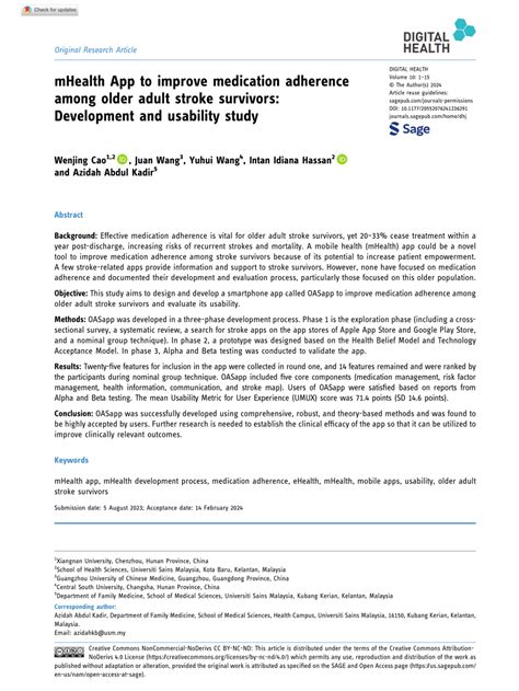 Pdf Mhealth App To Improve Medication Adherence Among Older Adult Stroke Survivors