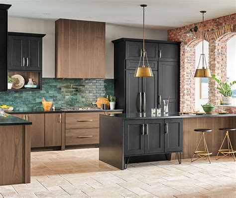 Transitional Walnut and Maple Kitchen Cabinets - Decora