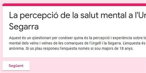 Tens Minut Contesta L Enquesta Sobre Salut Mental Del Pla Local