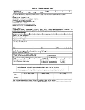 Fillable Online Account Closure Request Form Mehtavakilcom Fax Email