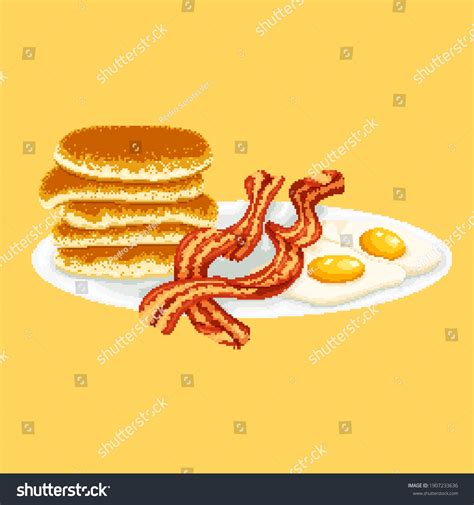 Classic American Breakfast Pixel Art Hot Stock Illustration 1907233636 Shutterstock